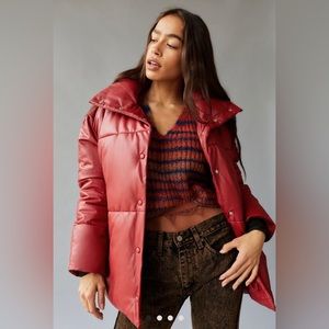NWT-UO Faux Leather Puff Jacket size L